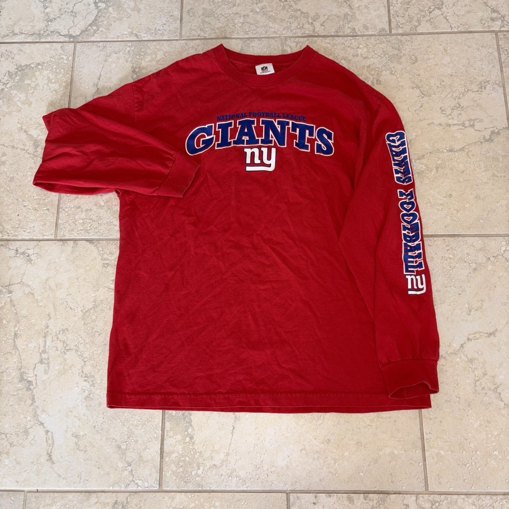 New York Giants Men's NFL Football Long Sleeve Shirt Red XL Armpit Hole